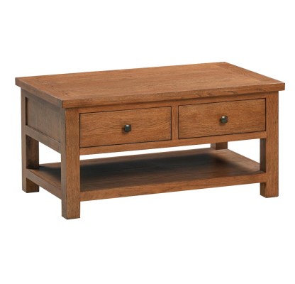 Dorset Rustic Oak Coffee Table with 2 Drawers
